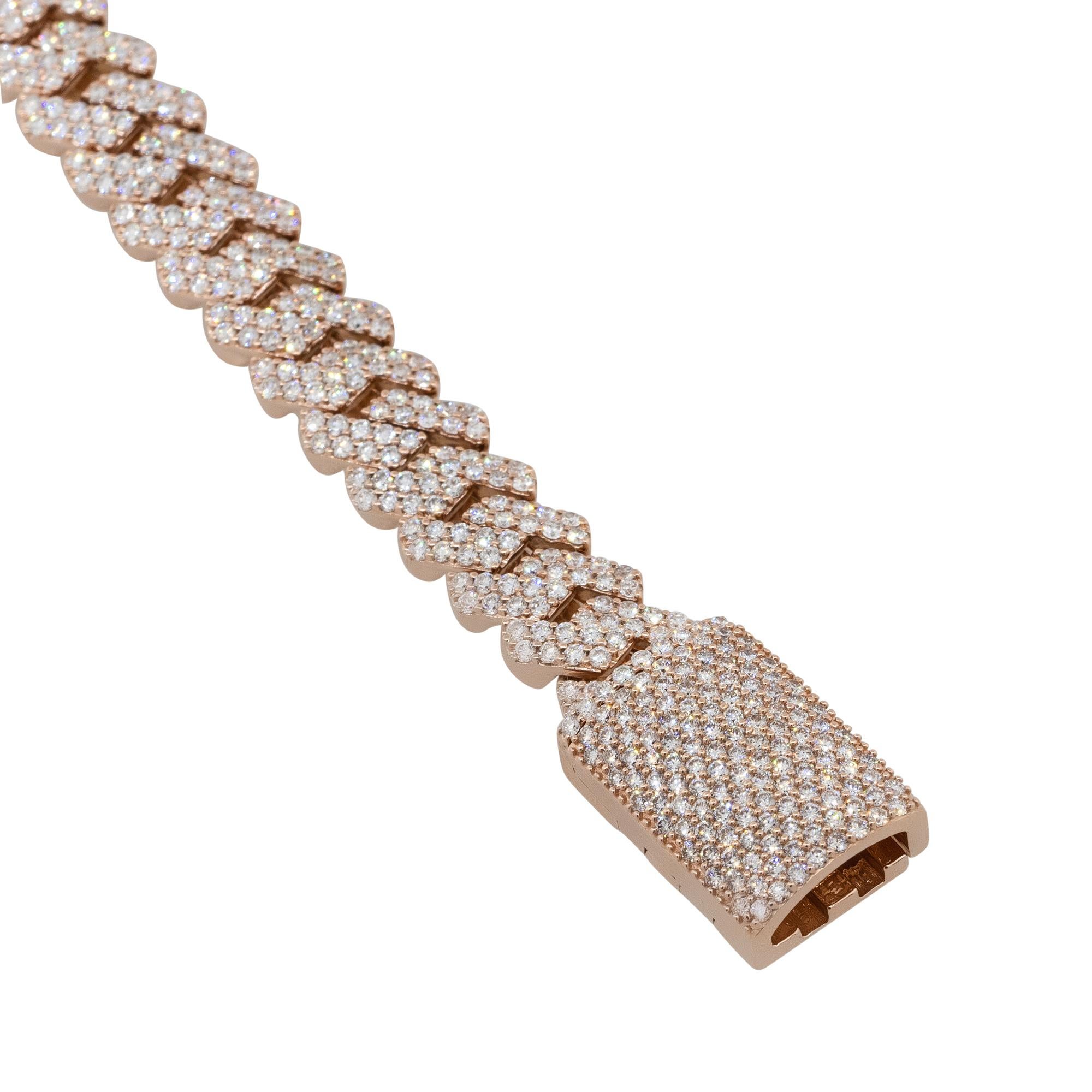 7.57 Carat All Diamond Pave Cuban Link Bracelet 10 Karat in Stock In New Condition For Sale In Boca Raton, FL