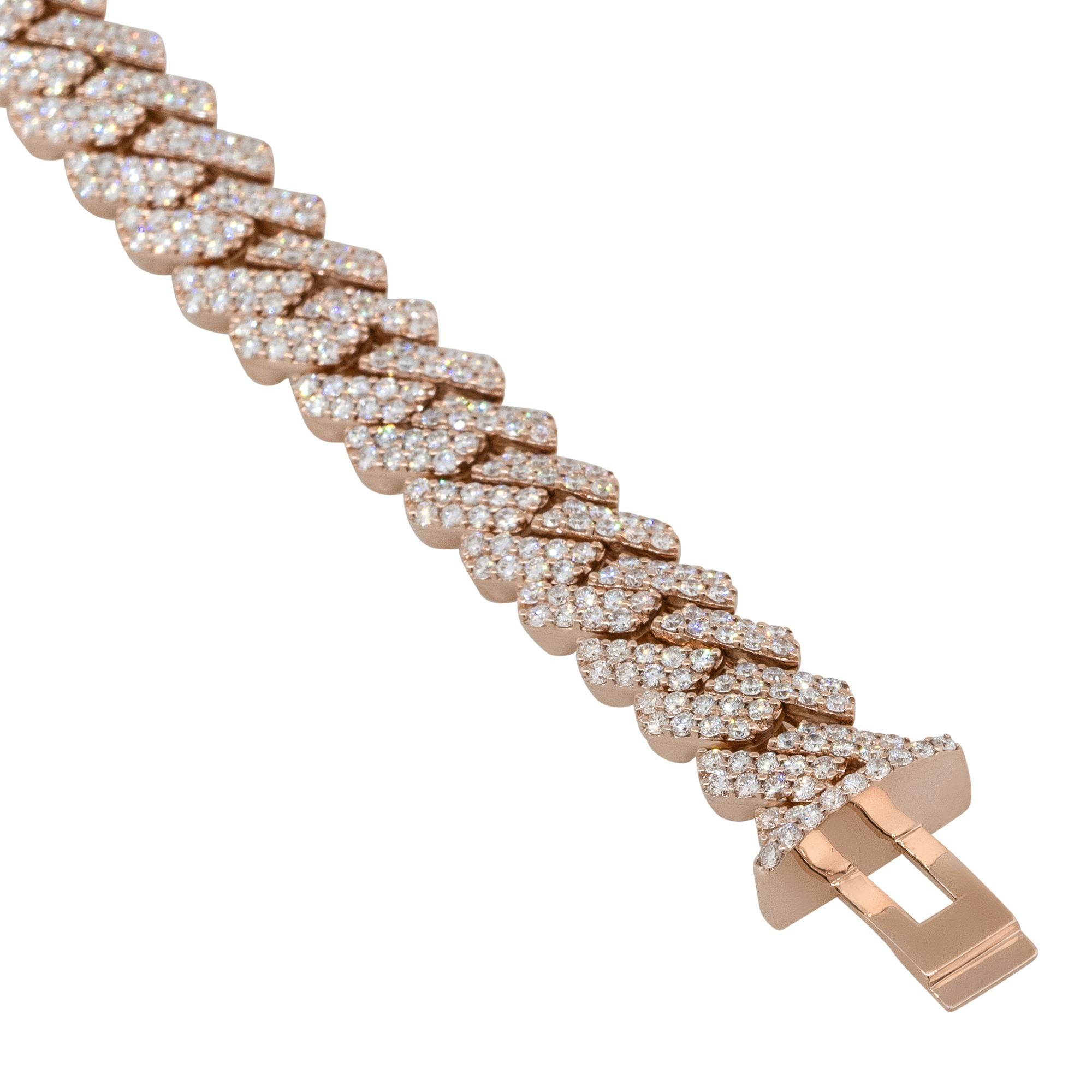 Women's or Men's 7.57 Carat All Diamond Pave Cuban Link Bracelet 10 Karat in Stock