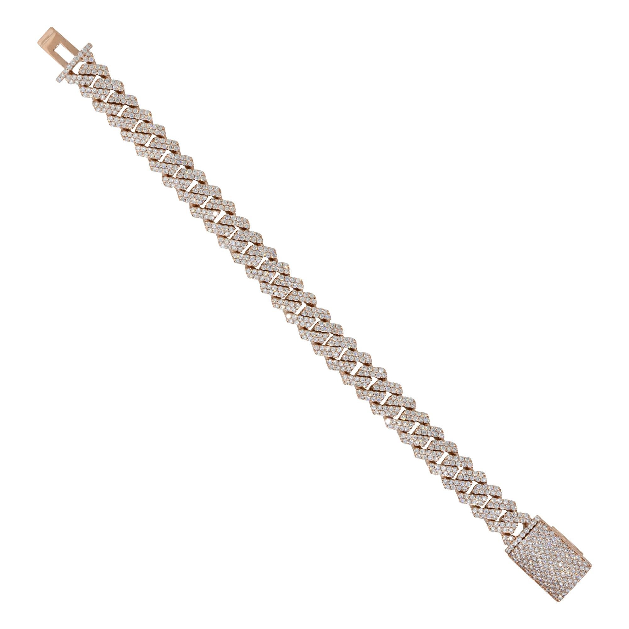 Bracelet à maillons cubains 10 carats serti de diamants de 7,57 carats en vente 2