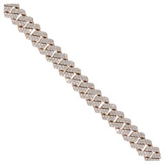 7.57 Carat All Diamond Pave Cuban Link Bracelet 10 Karat in Stock