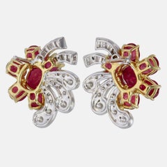 Pendientes de rubí birmano sin calor y diamantes de 7,57 quilates en oro blanco de 18 quilates