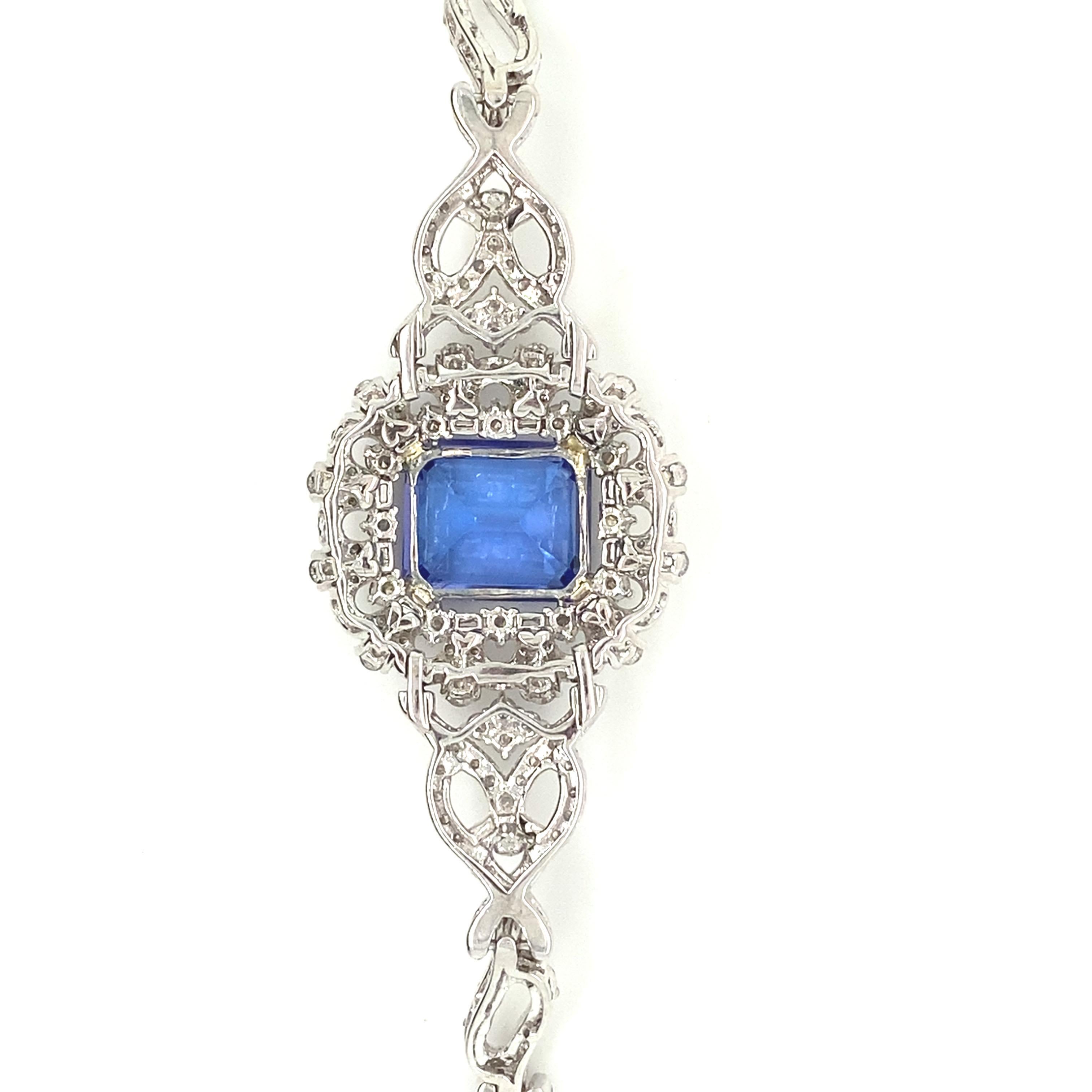 7.57 Carat Octagon Cut Tanzanite Diamond White Gold Bracelet For Sale 4