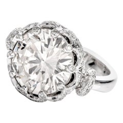 7.57 Carat Round Diamond Crown 18 Karat Engagement Ring