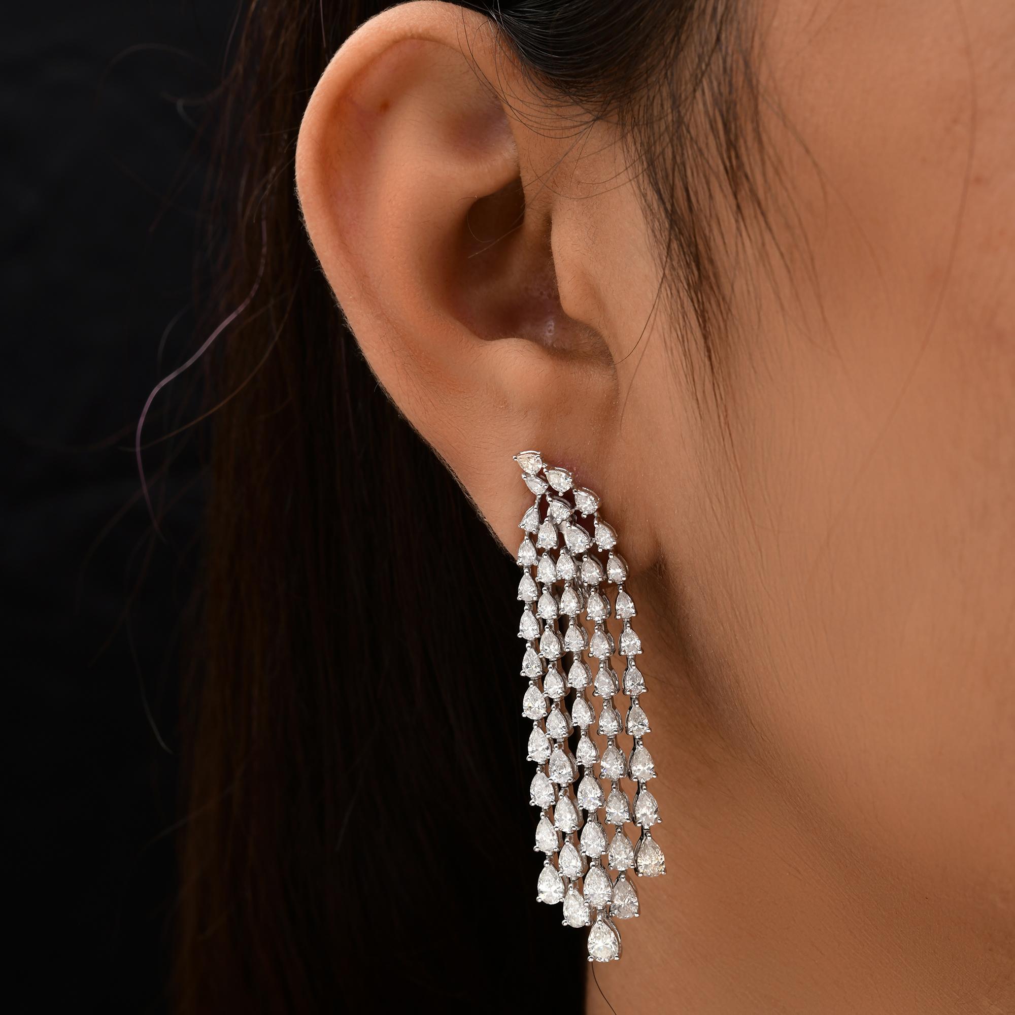 Modern 7.57 Carat SI/H Pear Brilliant Cut Diamond Chandelier Earrings 18K White Gold For Sale
