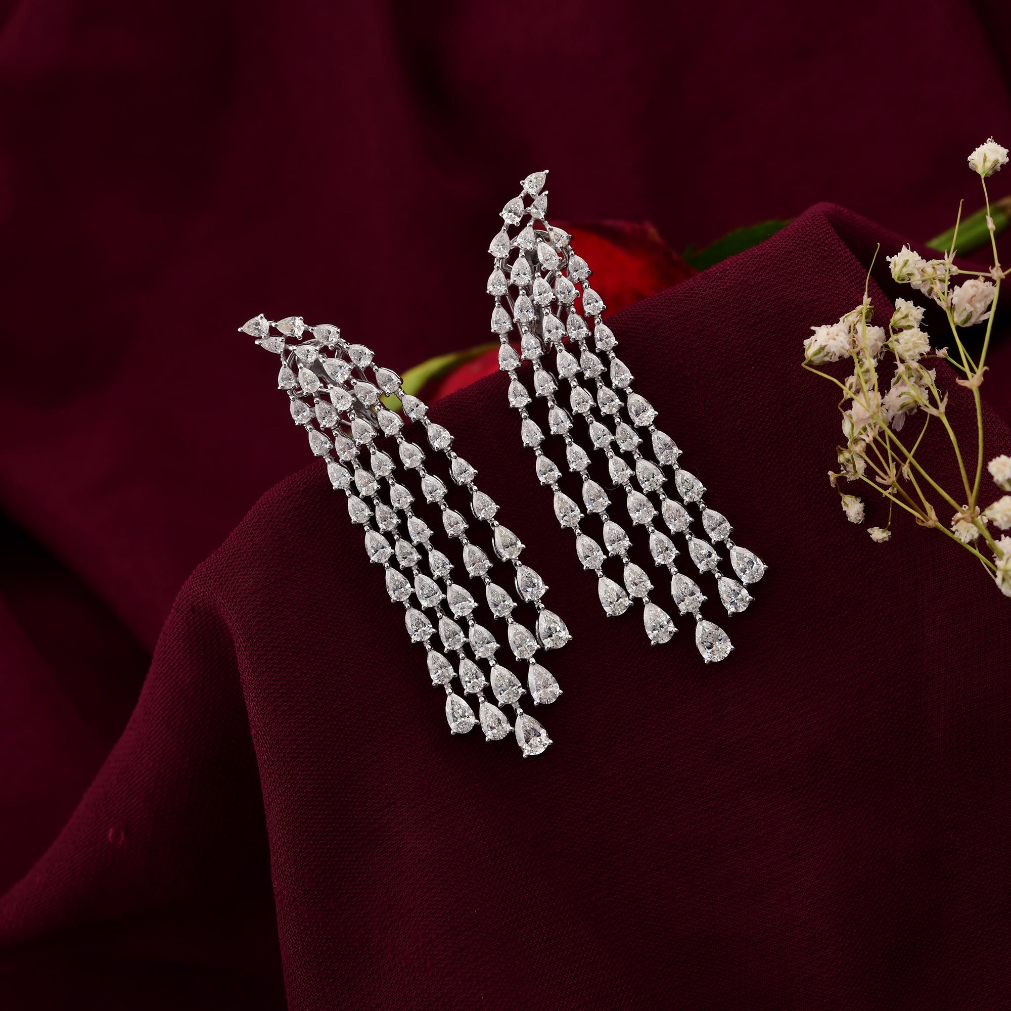 7.57 Carat SI/H Pear Brilliant Cut Diamond Chandelier Earrings 18K White Gold In New Condition For Sale In Diera, Dubai
