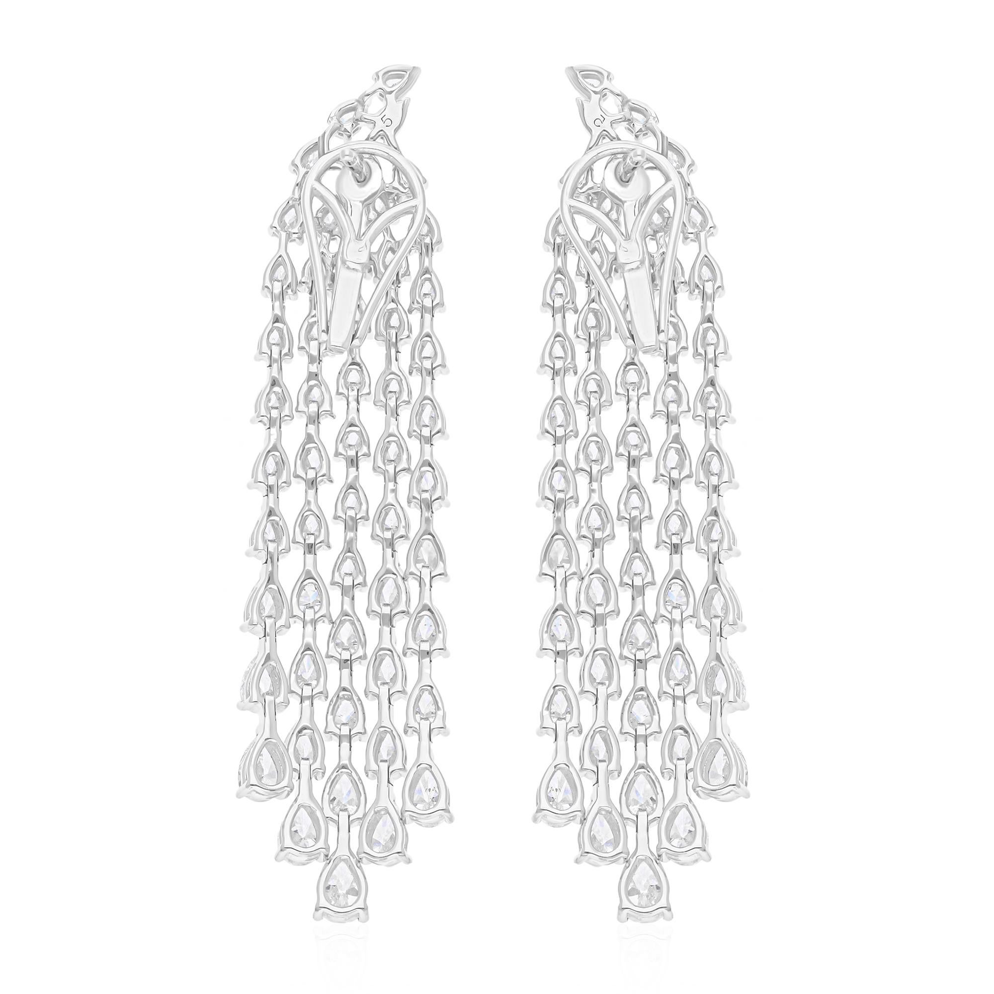 Women's 7.57 Carat SI/H Pear Brilliant Cut Diamond Chandelier Earrings 18K White Gold For Sale