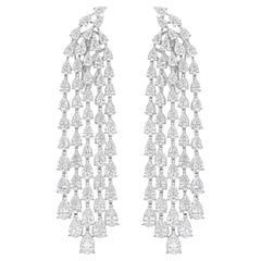 7.57 Carat SI/H Pear Brilliant Cut Diamond Chandelier Earrings 18K White Gold