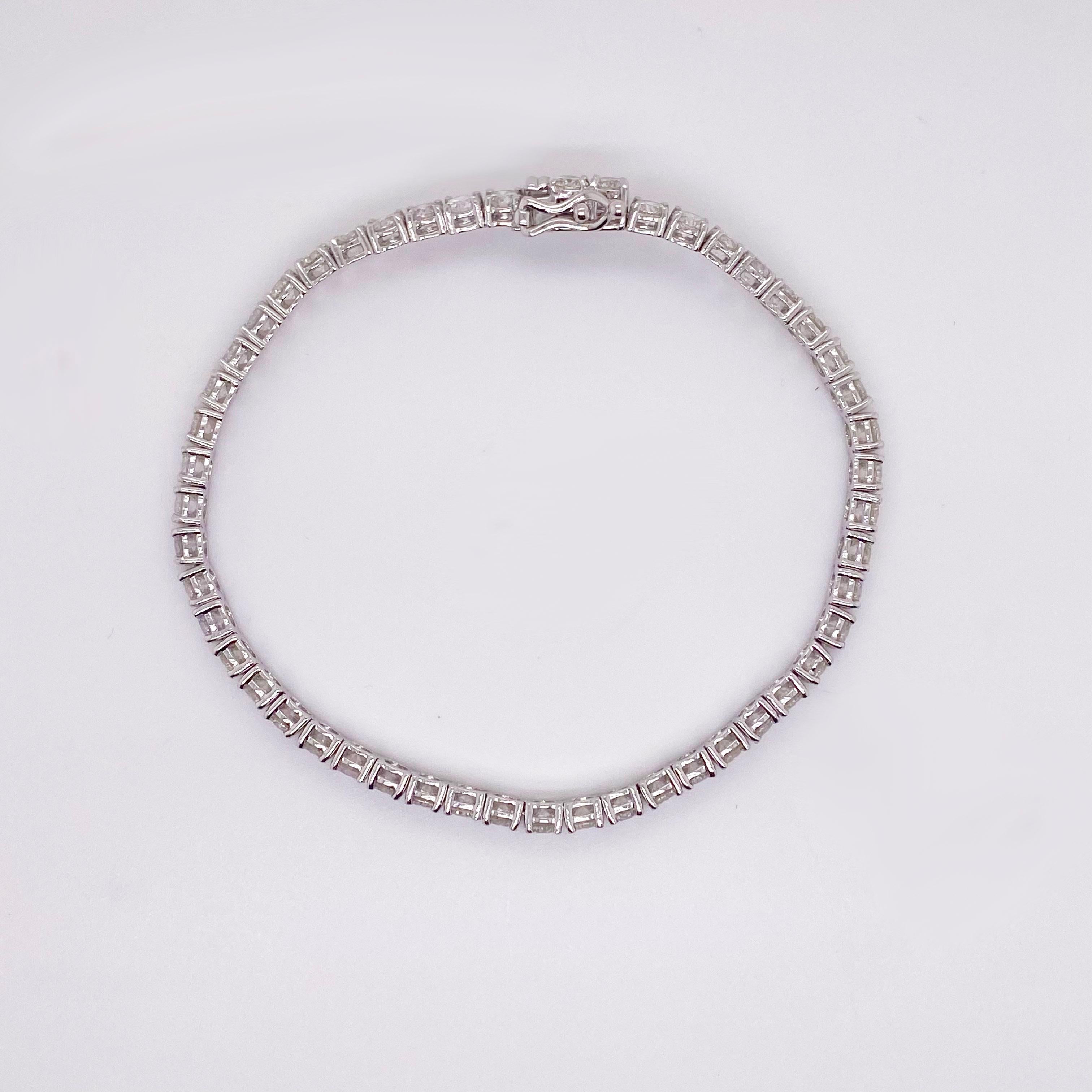 Contemporary 7.58 Carat Diamond Tennis Bracelet 14K White Gold, Round Diamond Link Bracelet 