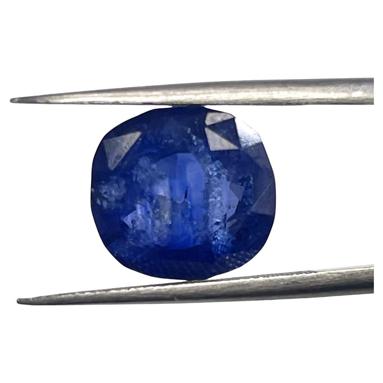 7.58 Carat Radiant Cut Intense Blue Natural Sapphire Loose Gemstone For Sale