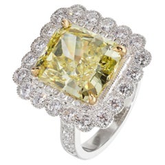 7.58 Carat Radiant Diamond Ring Fancy Yellow  -Collectors Treasure  Diamond Ring