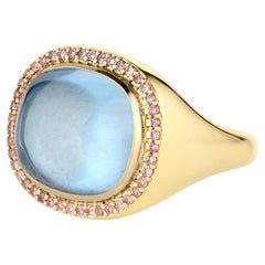 7.59 Aquamarine Sugarloaf & Pink Diamond ring