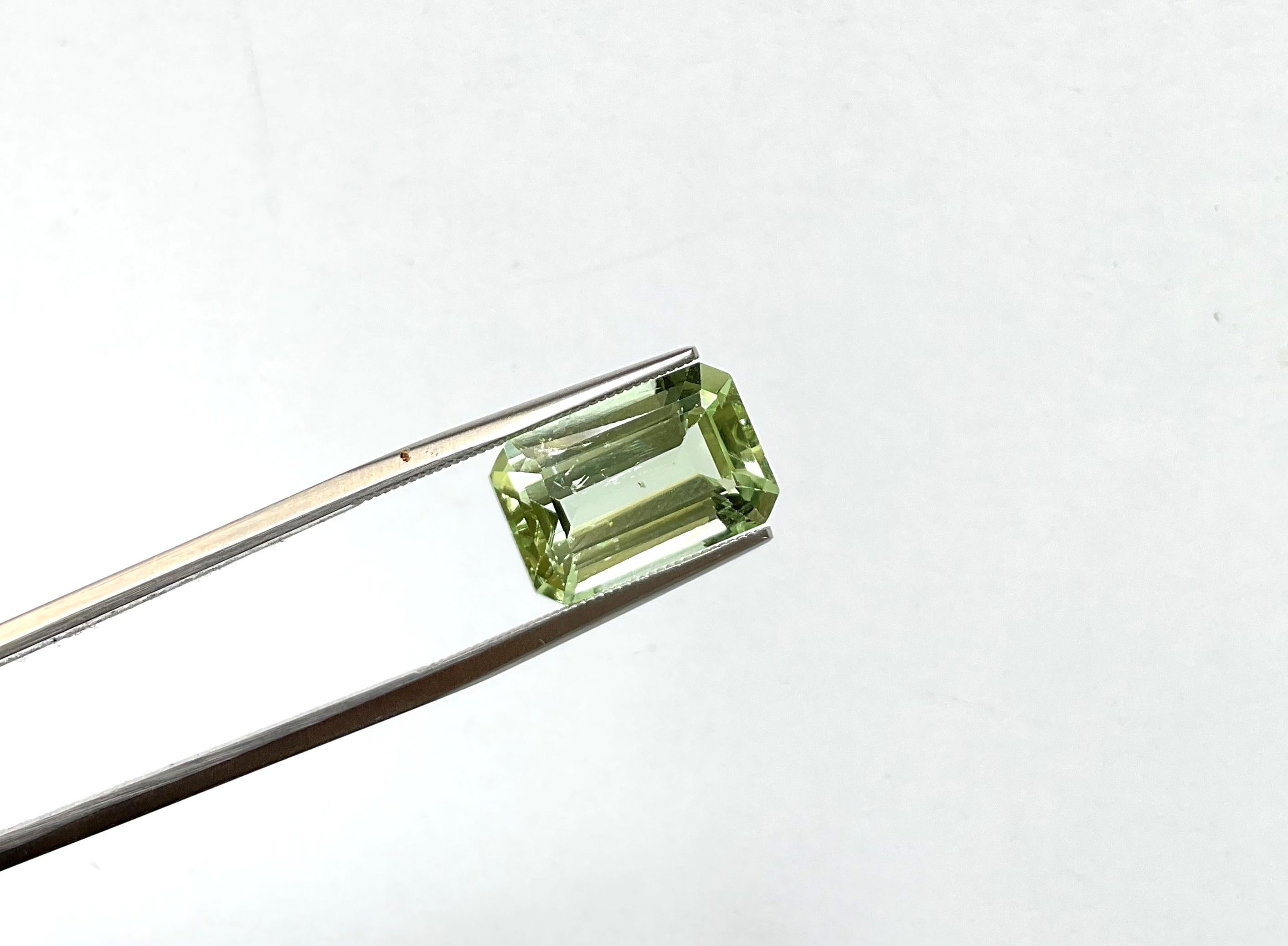 7,59 carati Tormalina verde chiaro ottagono Pietra da taglio di alta qualità Gemma naturale in vendita 2