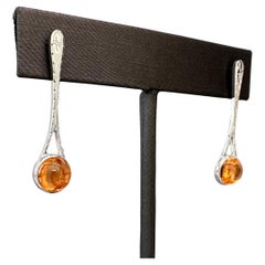 Boucles d'oreilles en or blanc 18k et grenats mandarins de 7,59 tcw par G&GS