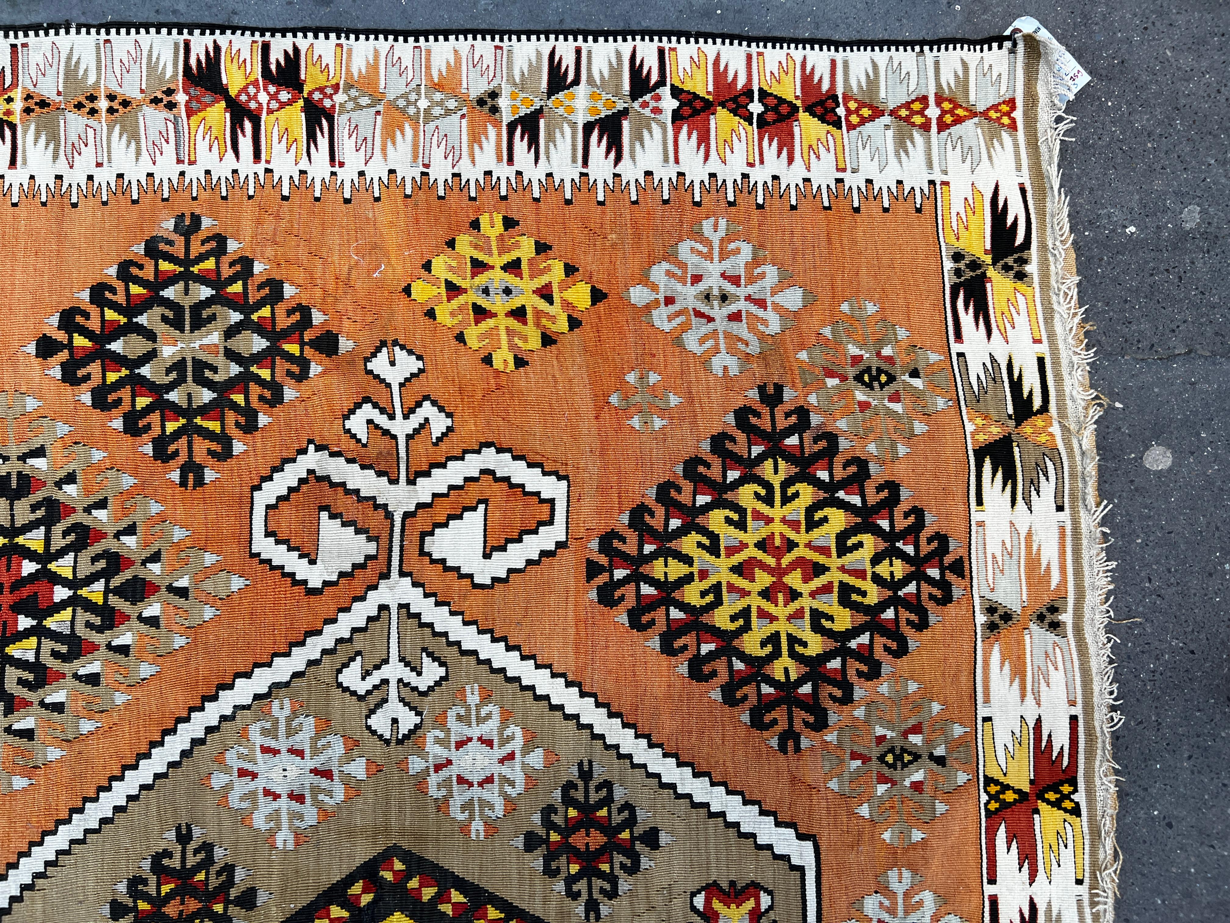 759 - Sehr schöner türkischer Kelim im Vintage-Stil (Wolle) im Angebot