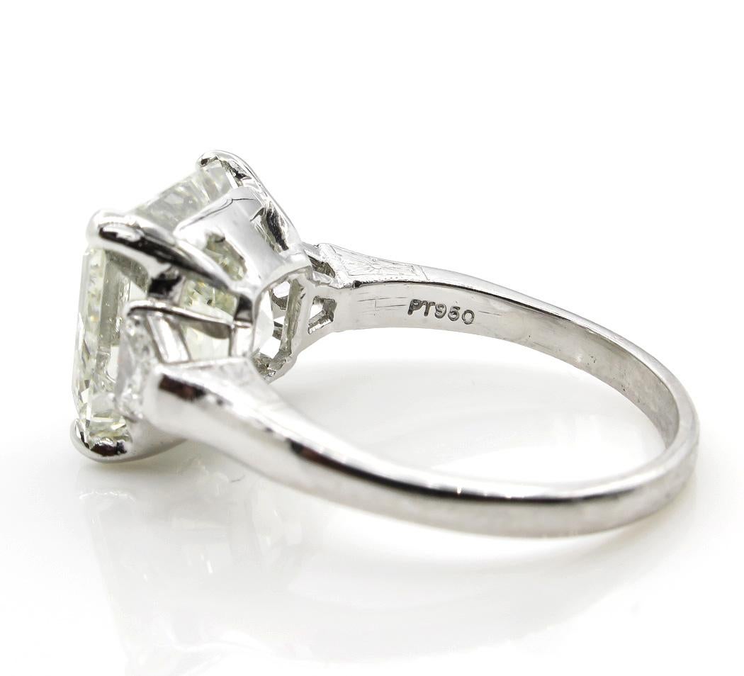 GIA 7.59ct Art Deco Asscher Emerald Cut Diamond Wedding Platinum 3 Stone Ring  1