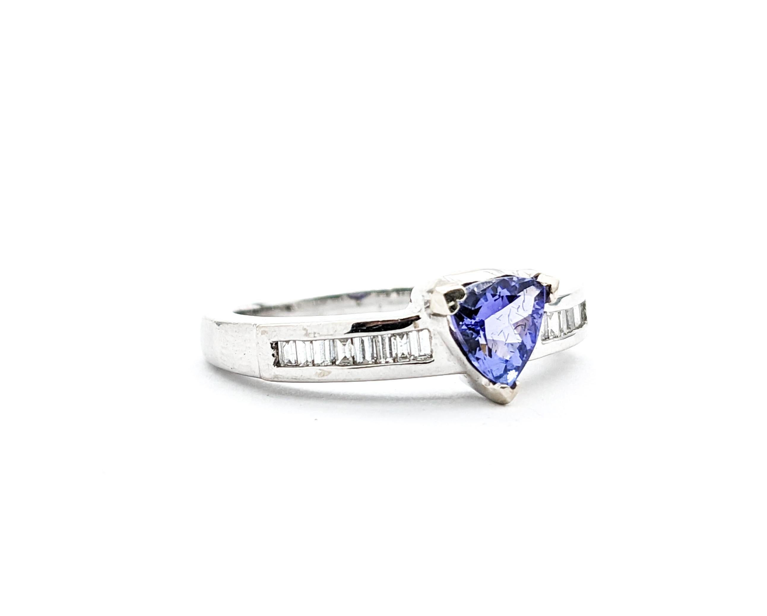 .75ct Blue Tanzanite & Diamonds Ring In White Gold For Sale 1