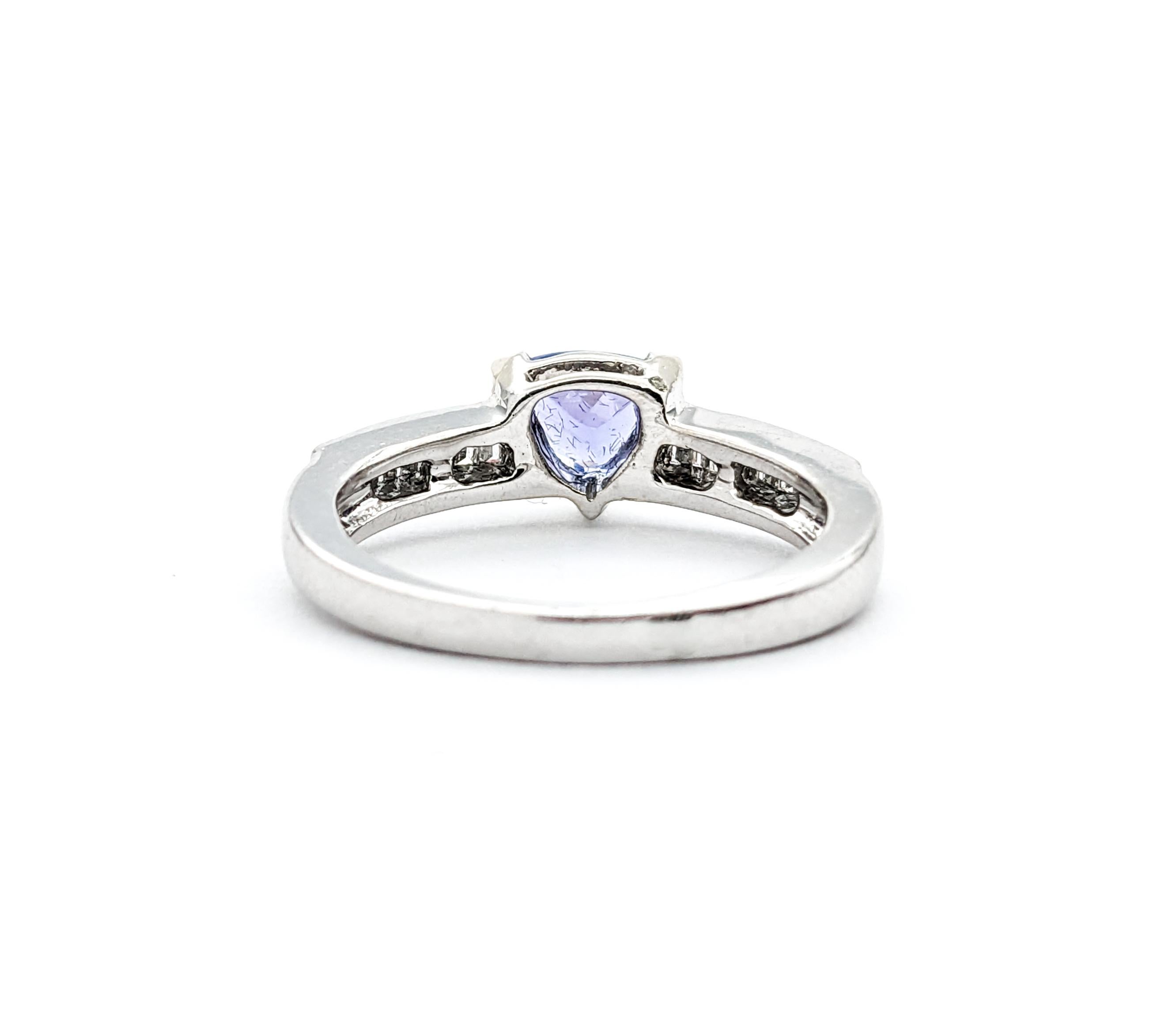 .75ct Blue Tanzanite & Diamonds Ring In White Gold For Sale 2