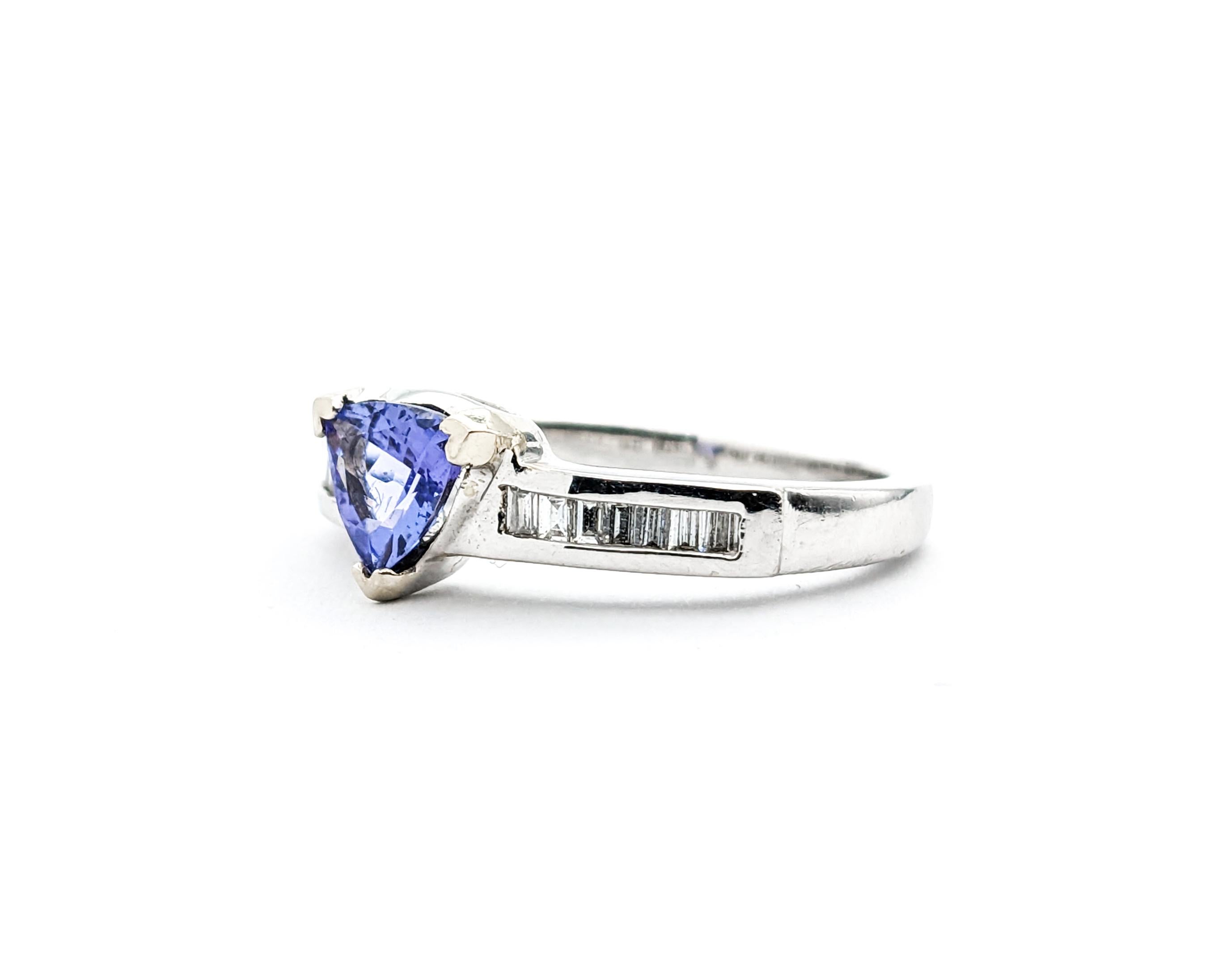 .75ct Blue Tanzanite & Diamonds Ring In White Gold For Sale 4