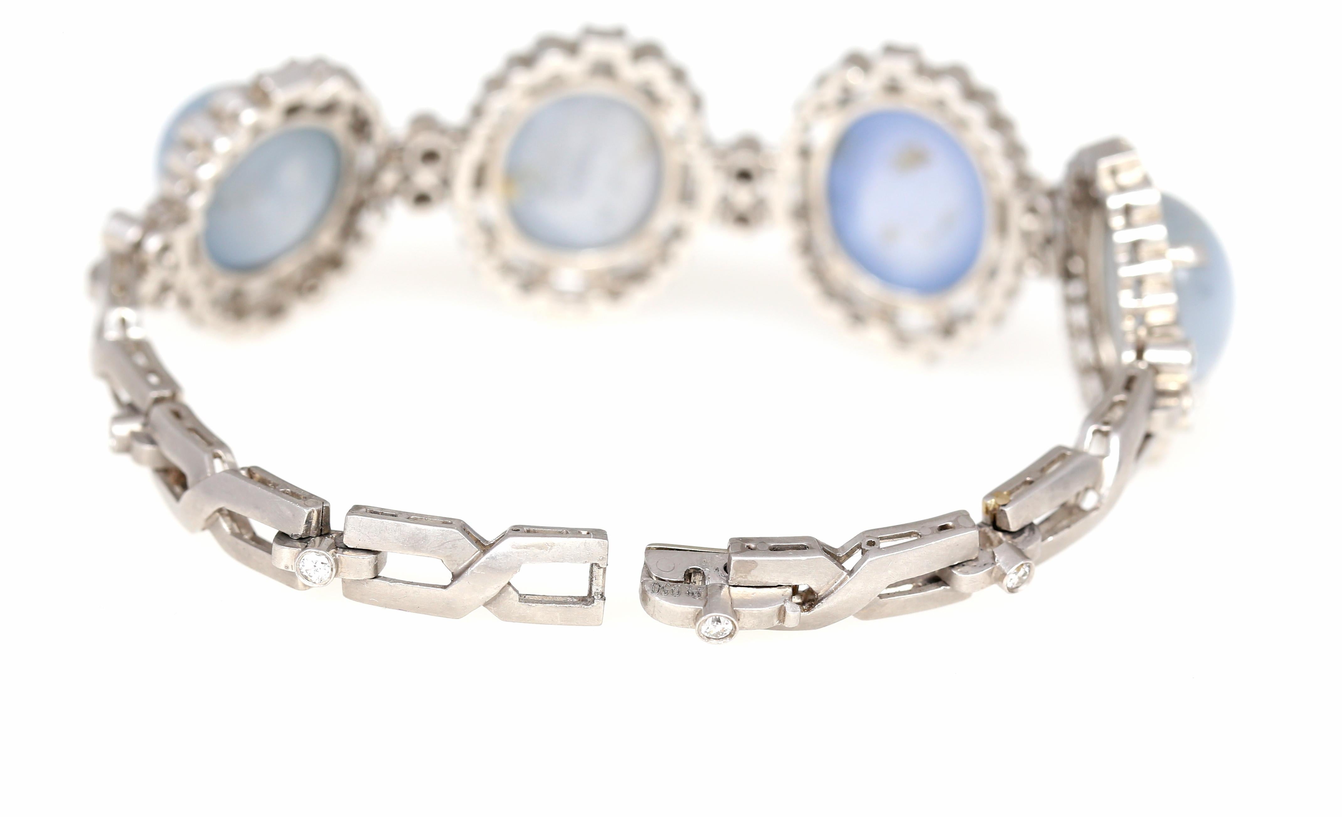 75 Carat Cabochon Star Sapphires Diamonds Platinum Ring Bracelet Set, 1920 7