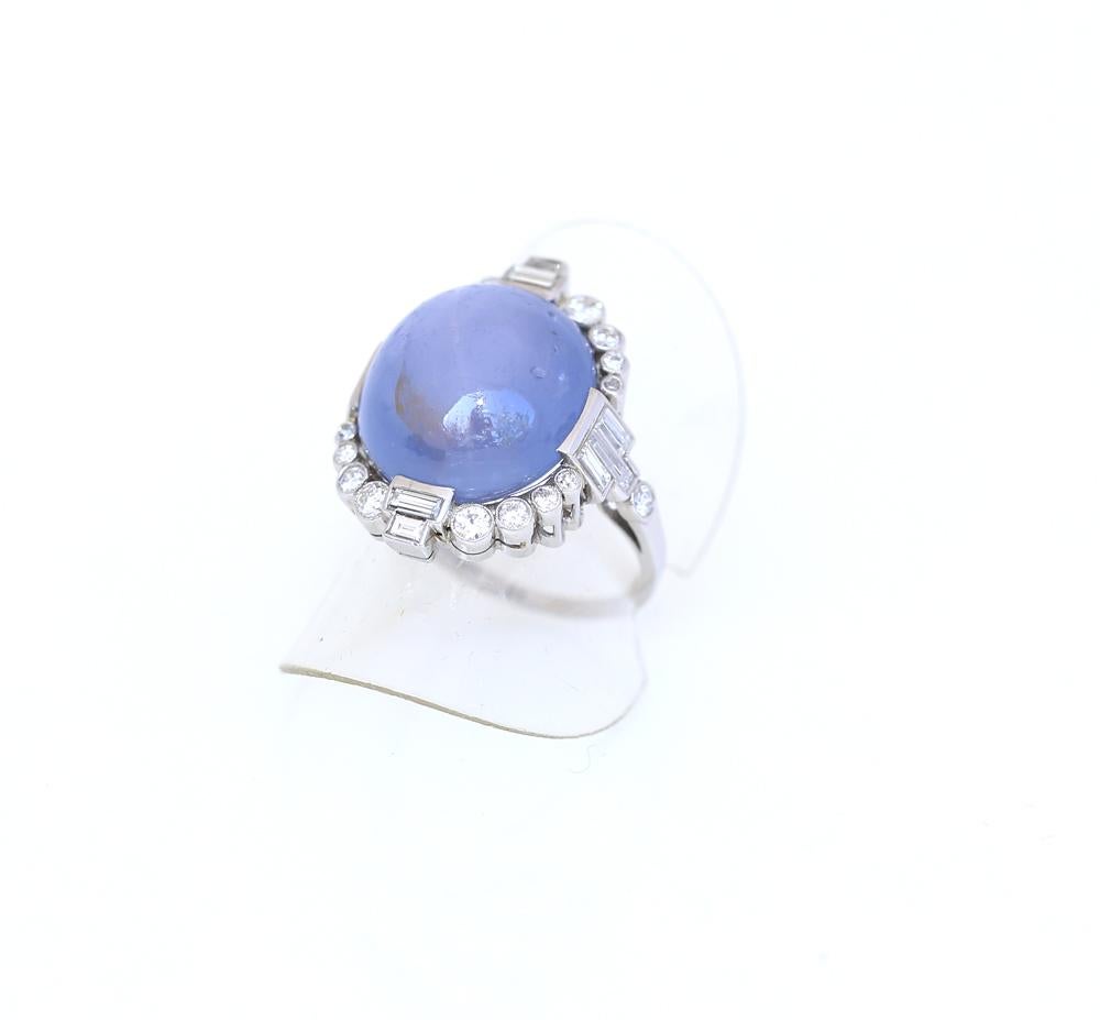 75 Carat Cabochon Star Sapphires Diamonds Platinum Ring Bracelet Set, 1920 1