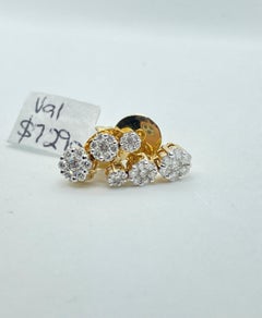 .75ct Carat Natural Diamond Flower Cluster Drop Stud Earrings 9ct Yellow Gold