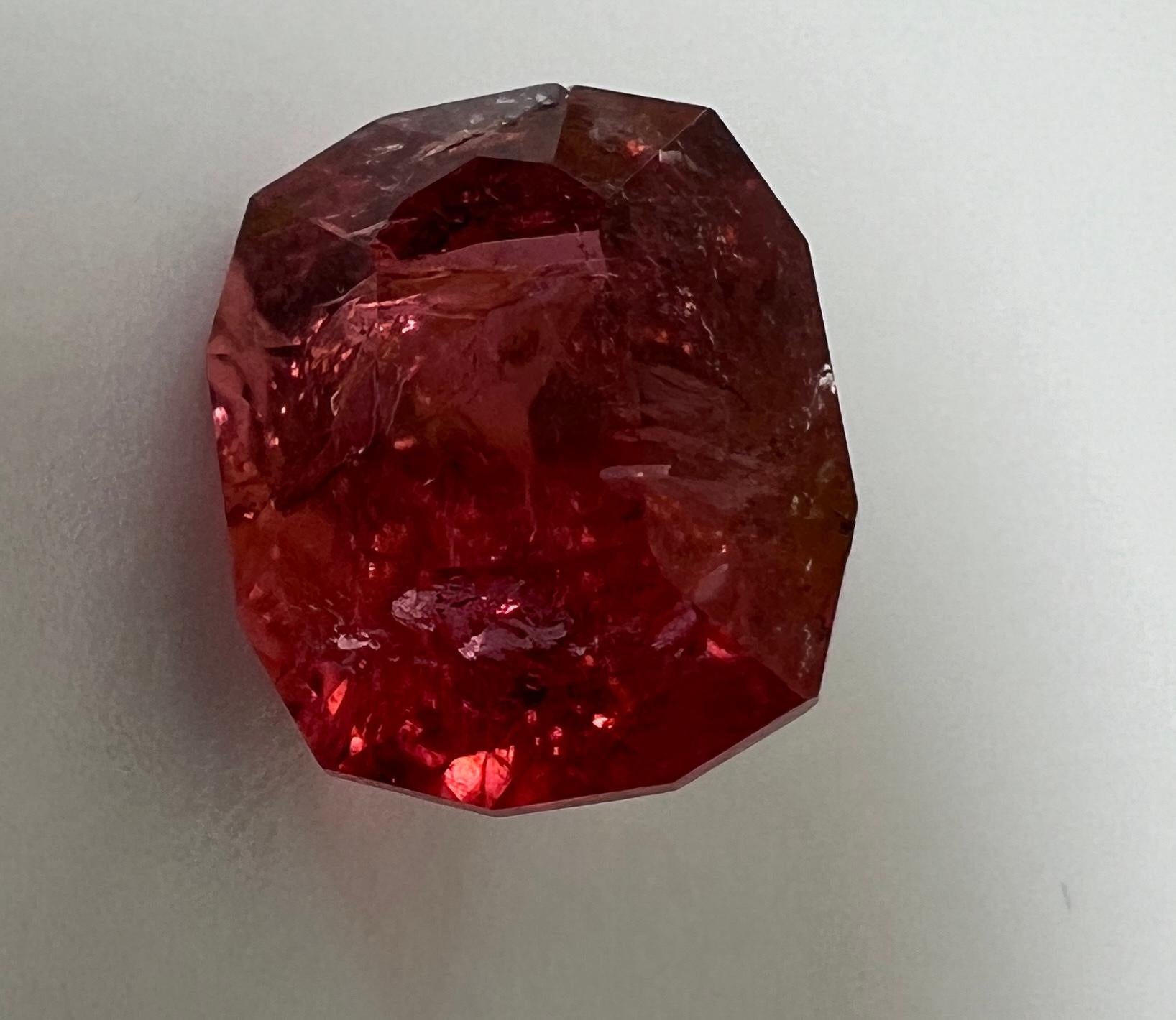 7.5ct Deep Pink Cushion Rubellite Gemstone  In New Condition For Sale In Sheridan, WY