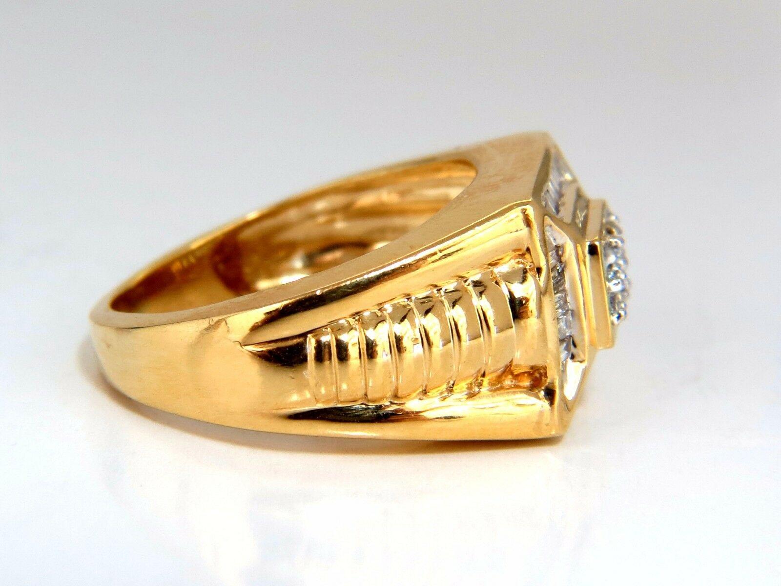 Baguette Cut .75 Carat Men's Diamond Ring 14 Karat Masculine Mod