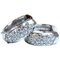 .75 Carat Natural Diamonds Huggie Hoop Earrings 14 Karat Gold