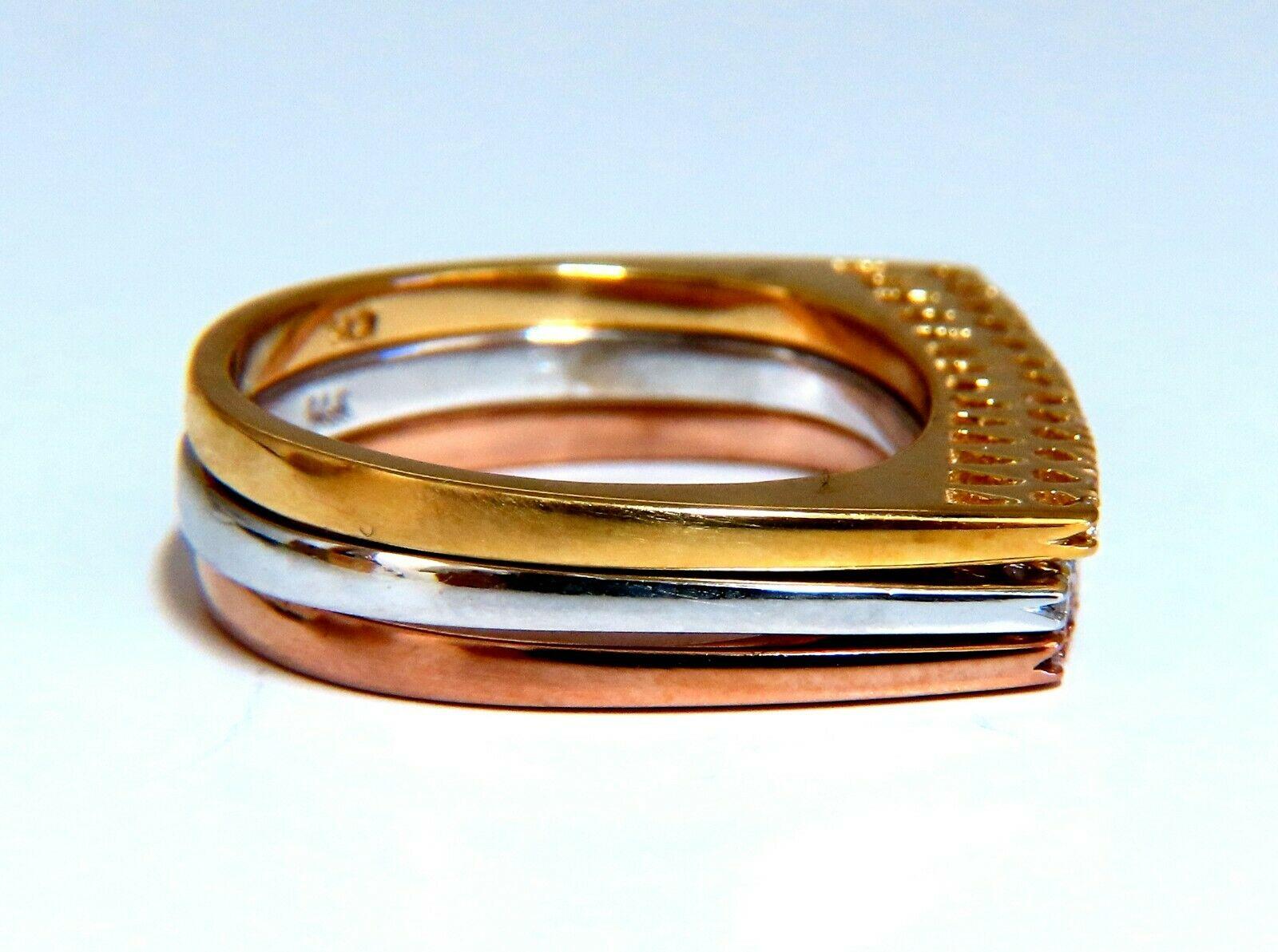 .75ct Natural Diamonds Stacking Bands 14kt Gold Mod Minimalist Deco In New Condition For Sale In New York, NY