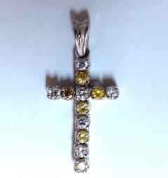 .75ct Natural Fancy Yellow Diamonds Cross Pendant 14 Karat