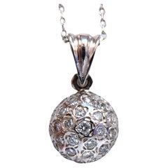 .75ct Natural Round Diamonds Circle Dome Half Ball Pendant Necklace 14kt