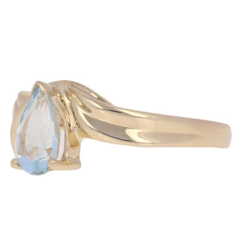 .75ct Pear Cut Aquamarine Ring, 10k Yellow Gold Solitaire 2