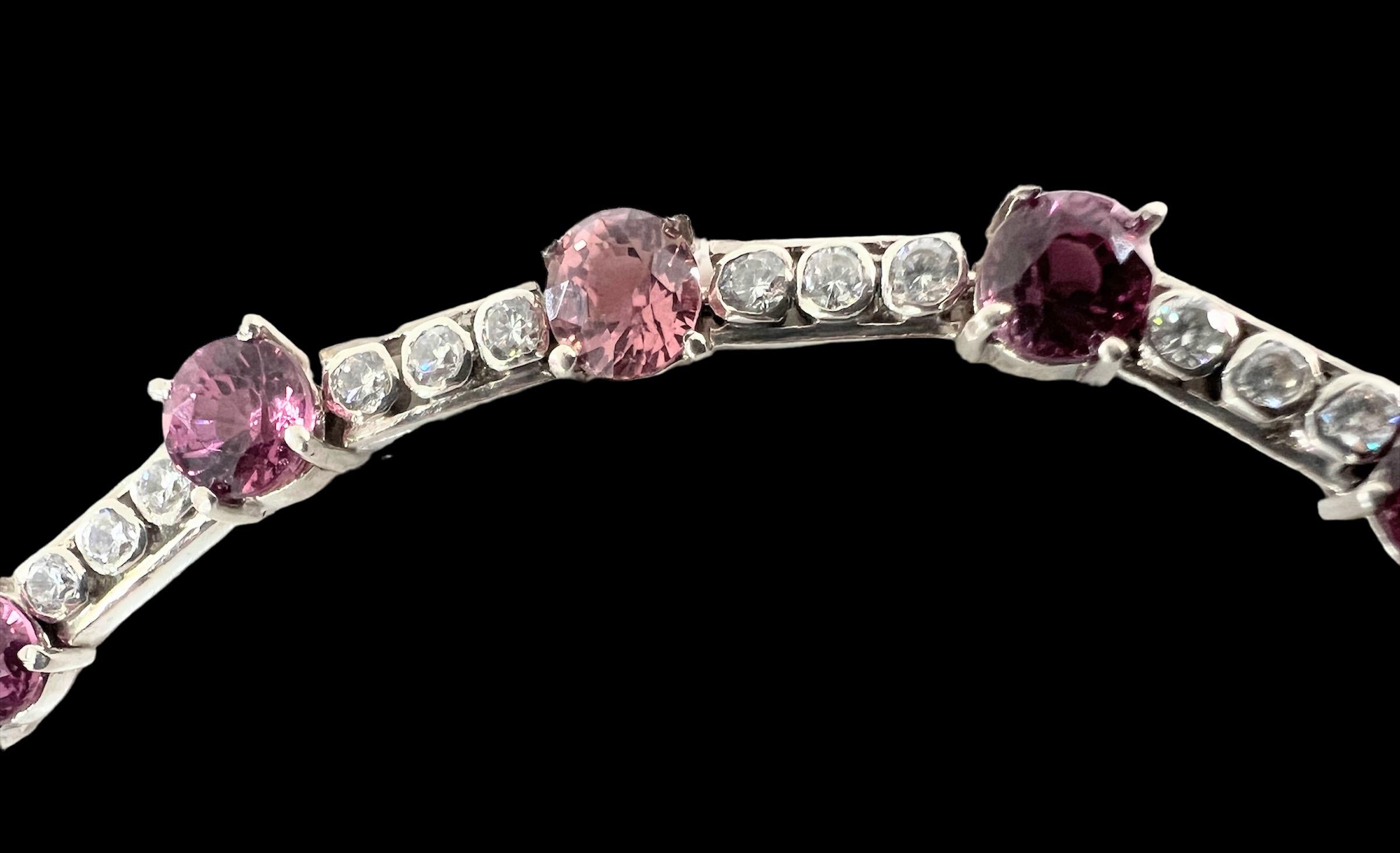 7.5ct Pink Tourmaline Tennis Bracelet For Sale 3