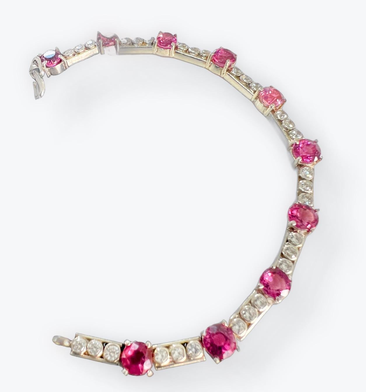 7.5ct Pink Tourmaline Tennis Bracelet In New Condition For Sale In Sheridan, WY