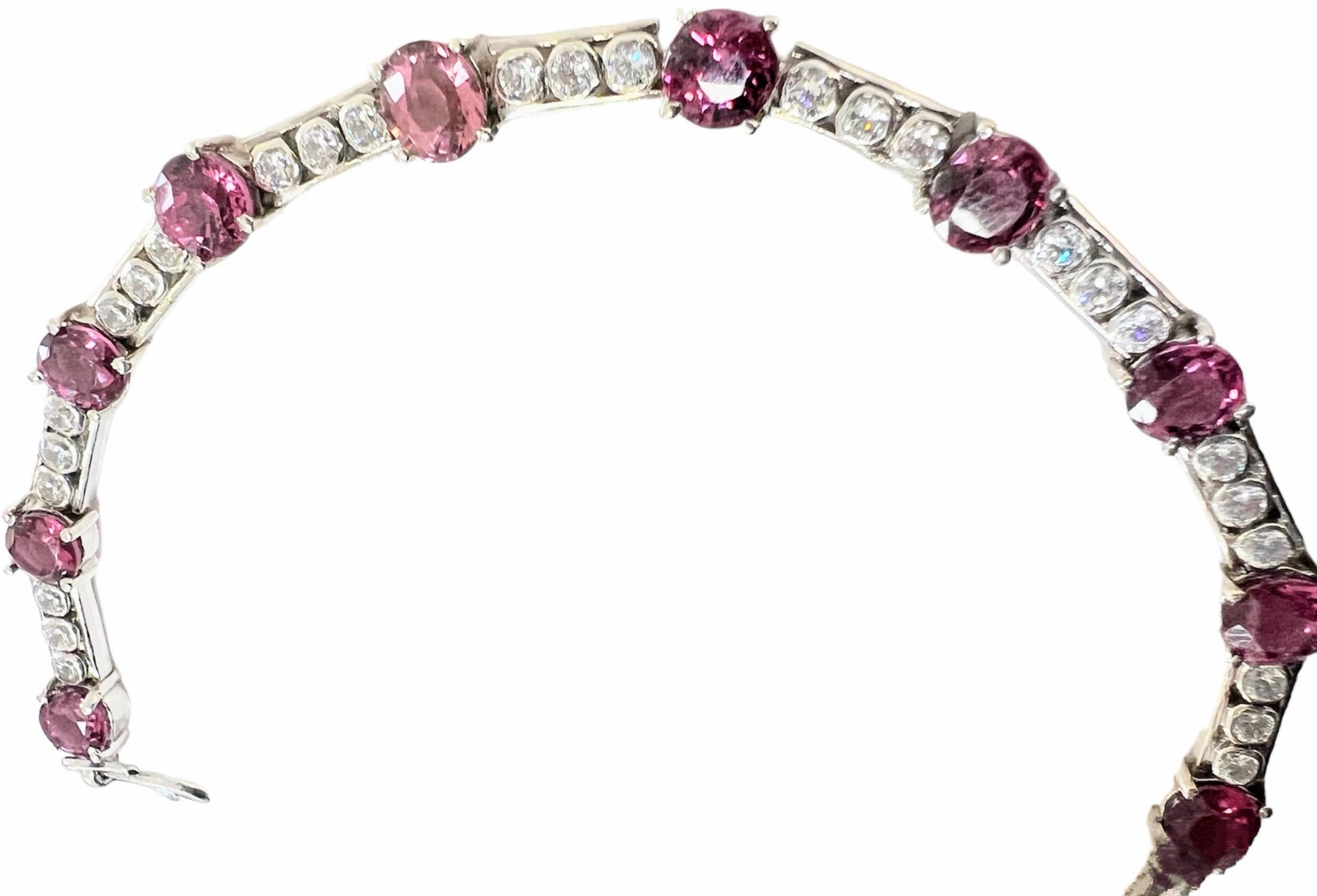 Women's 7.5ct Pink Tourmaline Tennis Bracelet For Sale