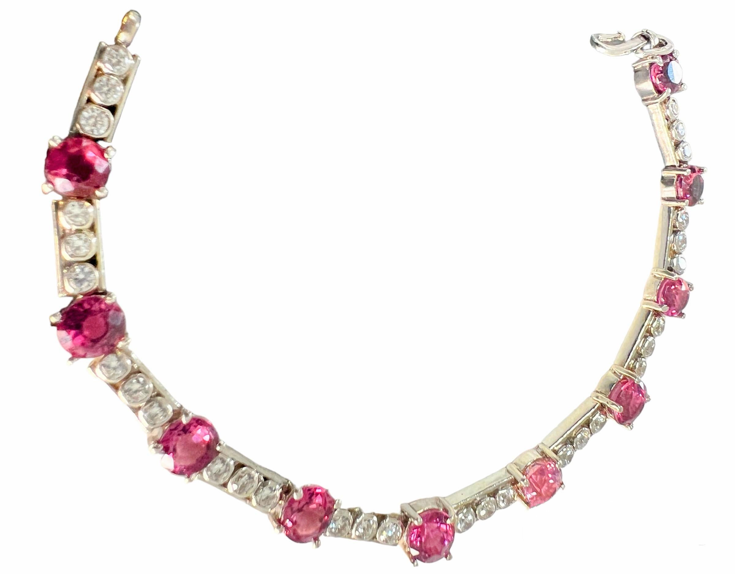 NO RESERVE 7.5ct PINK Tourmaline TENNIS Bracelet For Sale 3