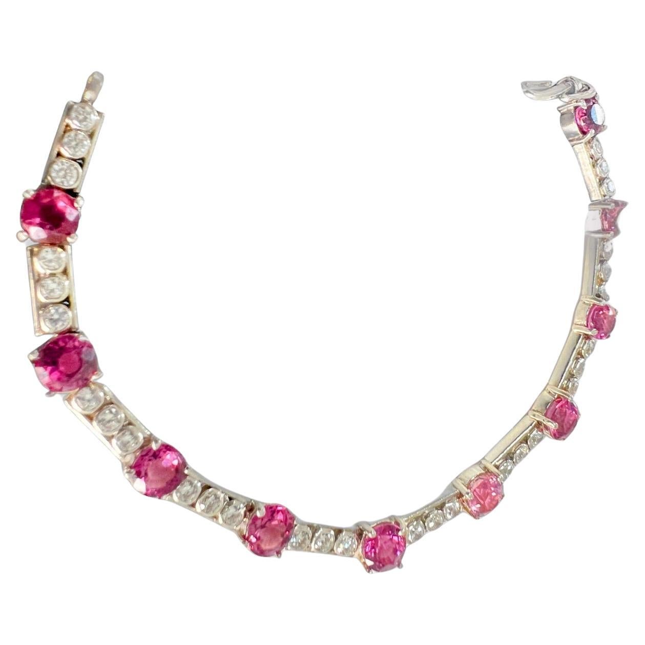 NO RESERVE 7.5ct PINK Tourmaline TENNIS Bracelet In New Condition For Sale In Sheridan, WY