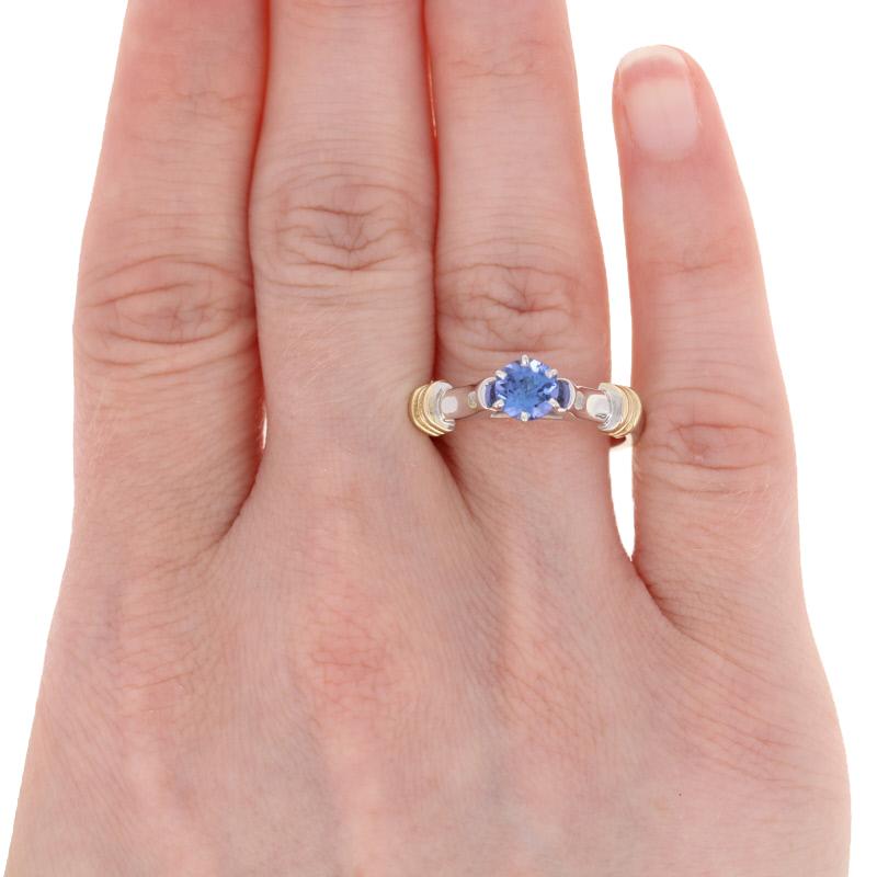 .75ct Round Cut Tanzanite Ring, 14k White Gold Solitaire Engagement In Excellent Condition In Greensboro, NC