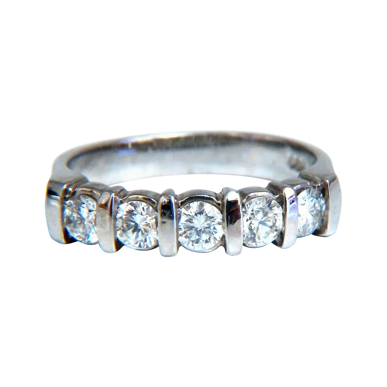.75ct Round Diamonds Channel Bar Ring 14kt For Sale
