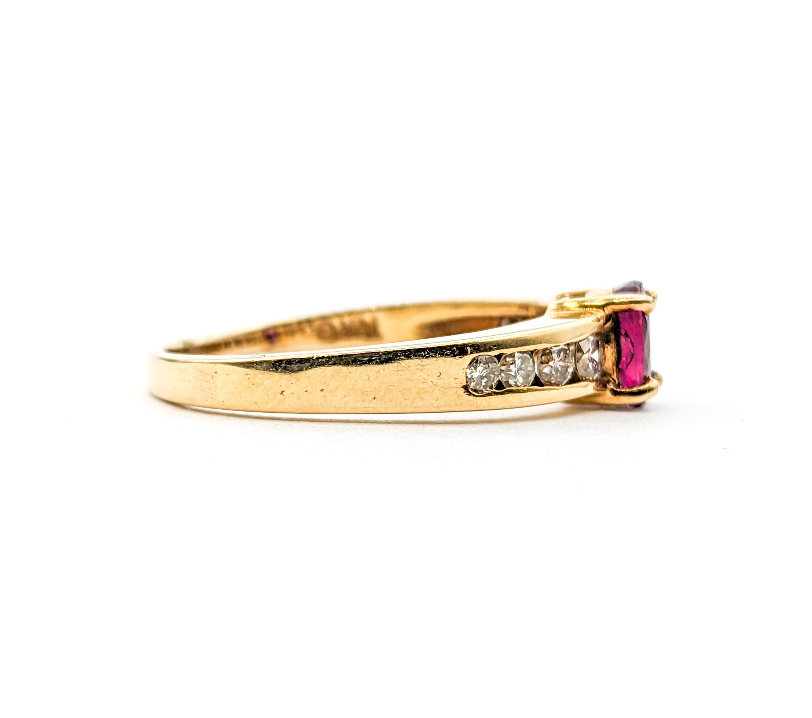.75ct Ruby & Diamond Ring In Yellow For Sale 2