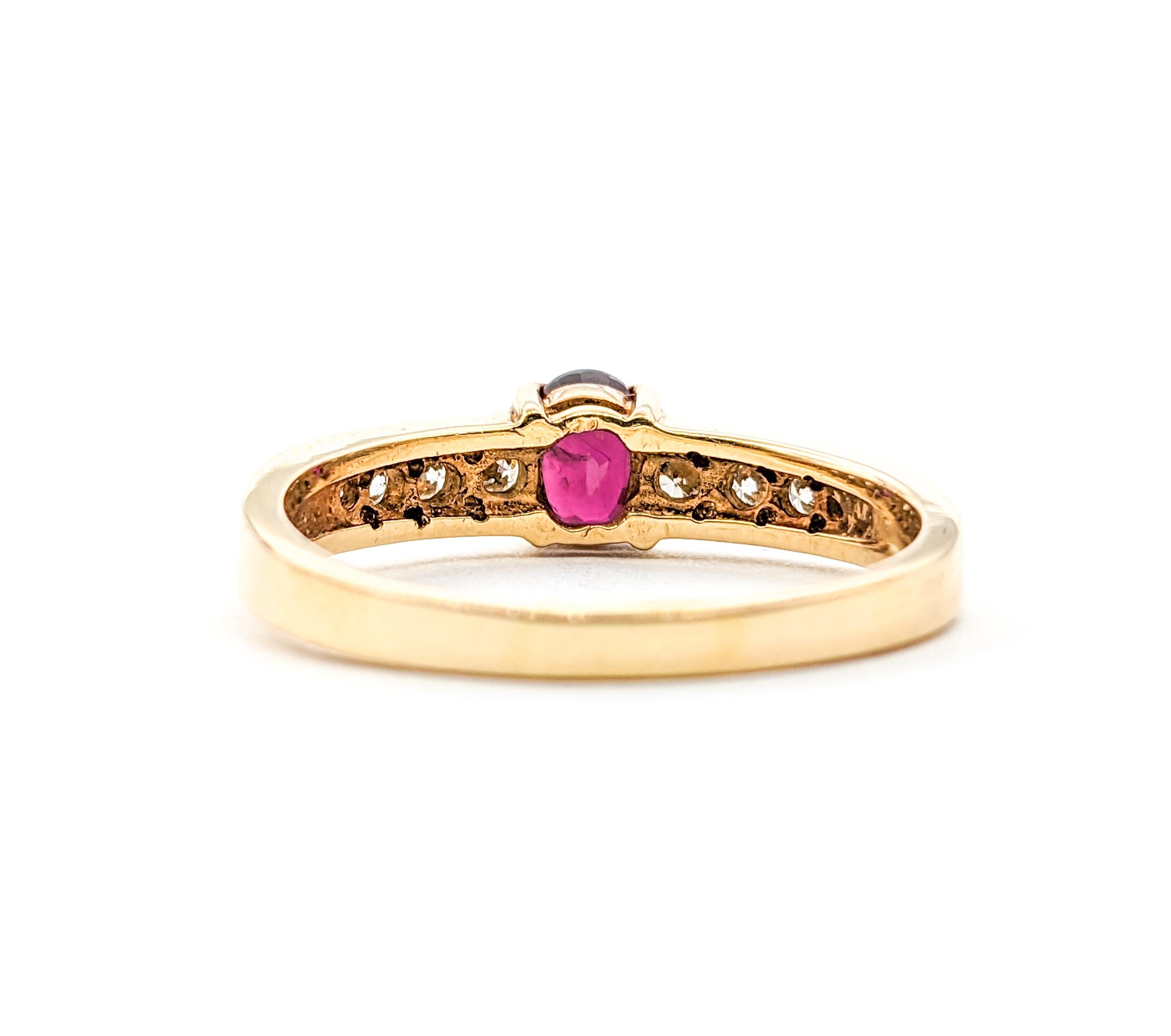 .75ct Ruby & Diamond Ring In Yellow For Sale 3