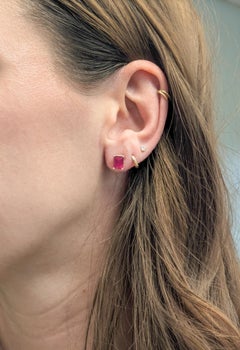 7.5cts Madagascar Ruby Solitaire Stud Earrings: Solid 14k Gold, 10x8mm