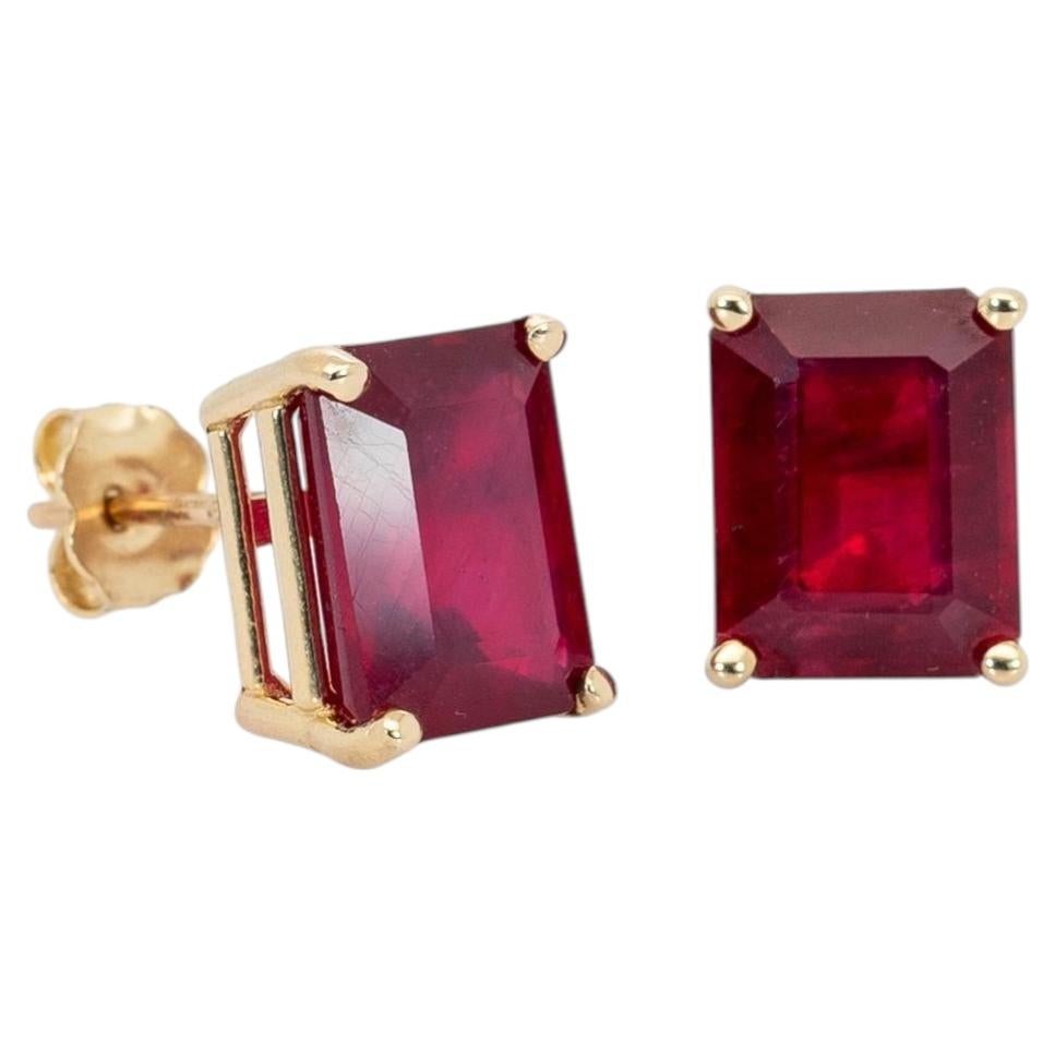 7.5cts Madagascar Ruby Solitaire Stud Earrings: S… - image 1