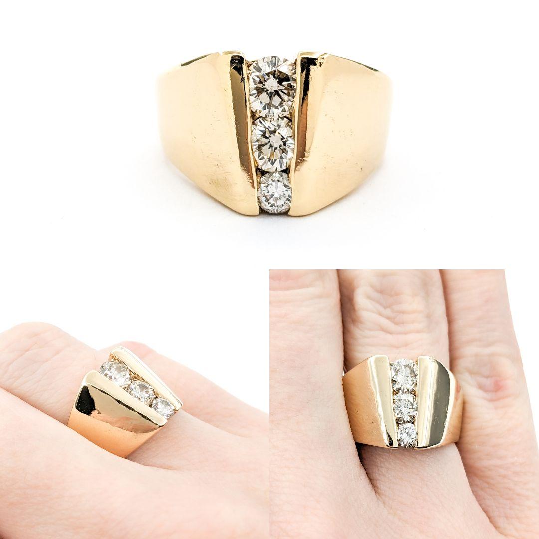 .75ctw 3-Stone Diamond Ring In Yellow Gold

Introducing this beautiful Diamond Fashion Ring crafted in 14kt Yellow Gold. This 3-stone design features .75ctw of round diamonds with SI clarity and a near colorless appearance. The ring is currently a