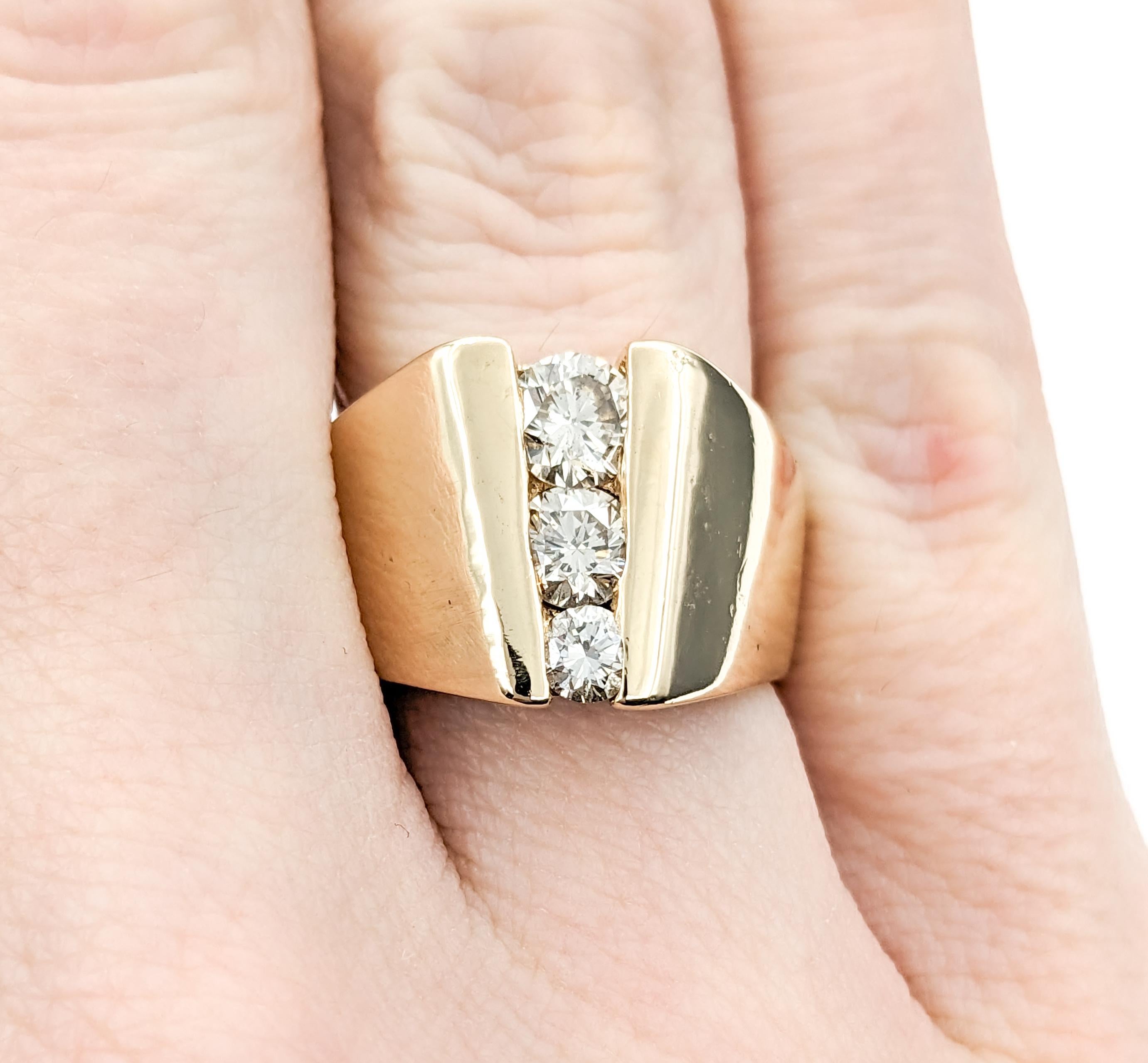 Round Cut .75ctw 3-Stone Diamond Ring In Yellow Gold