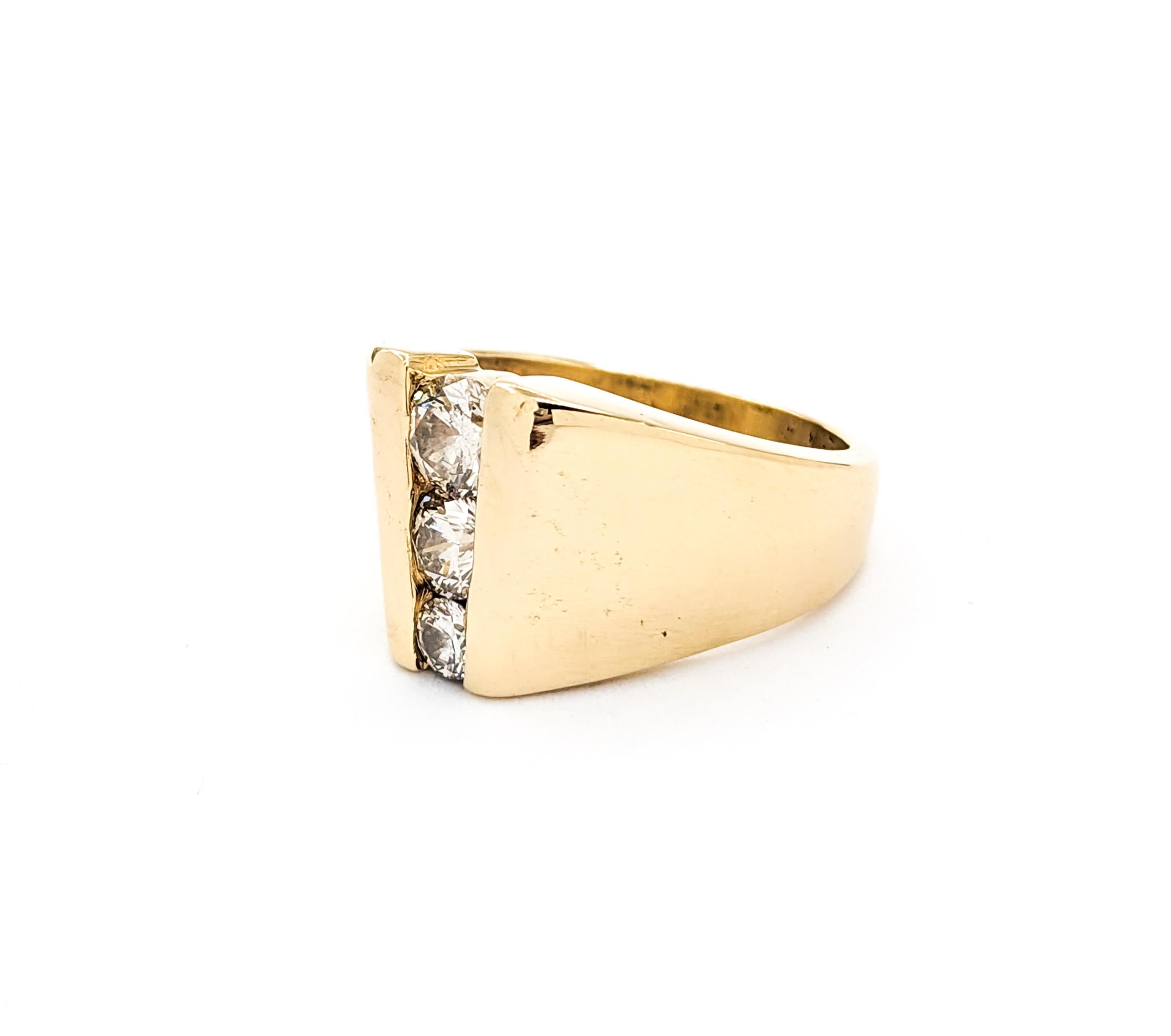 .75ctw 3-Stone Diamond Ring In Yellow Gold 1