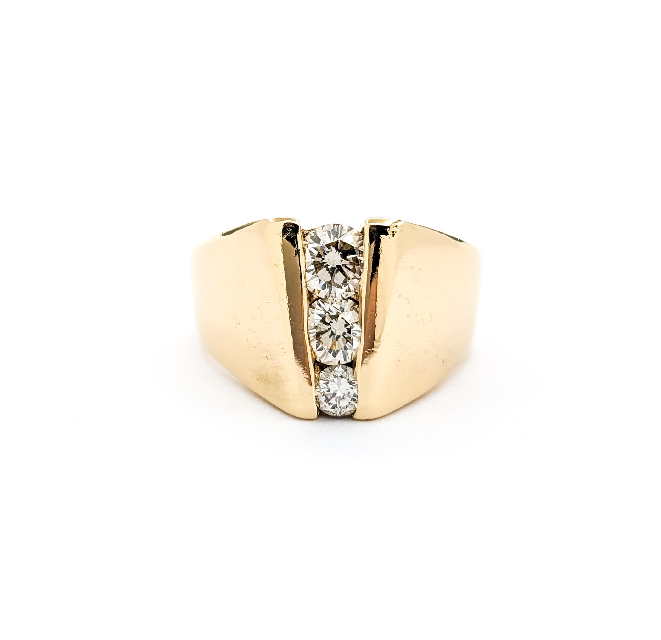 .75ctw 3-Stone Diamond Ring In Yellow Gold 2