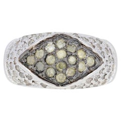 .75ctw Round Brilliant Diamond Ring, 10k White Gold Cluster Women's