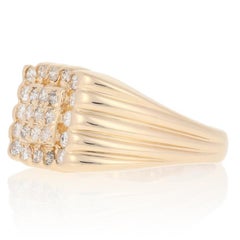 .75ctw Round Brilliant Diamond Ring, 14k Yellow Gold Men's Halo