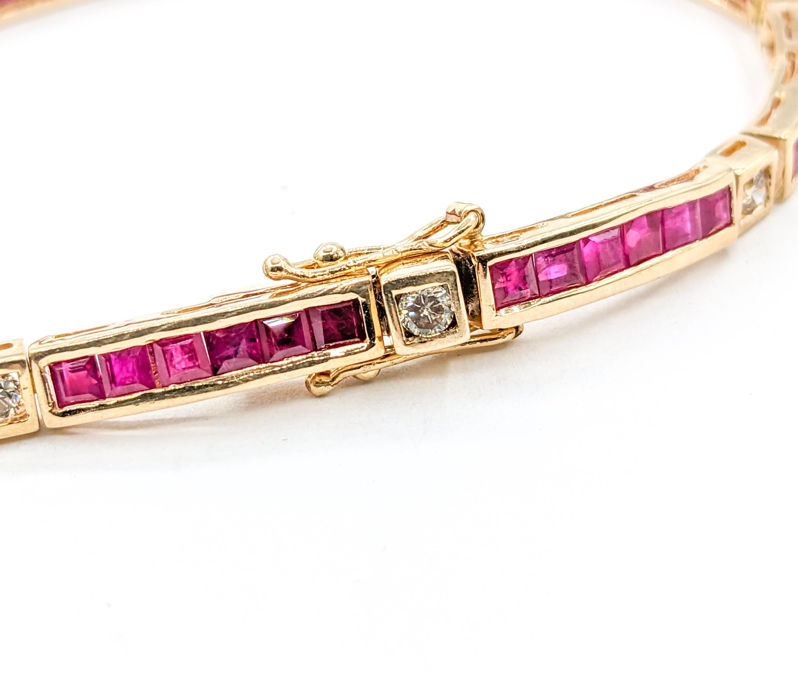 7.5ctw Ruby & Diamond Bracelet In Yellow Gold For Sale 1